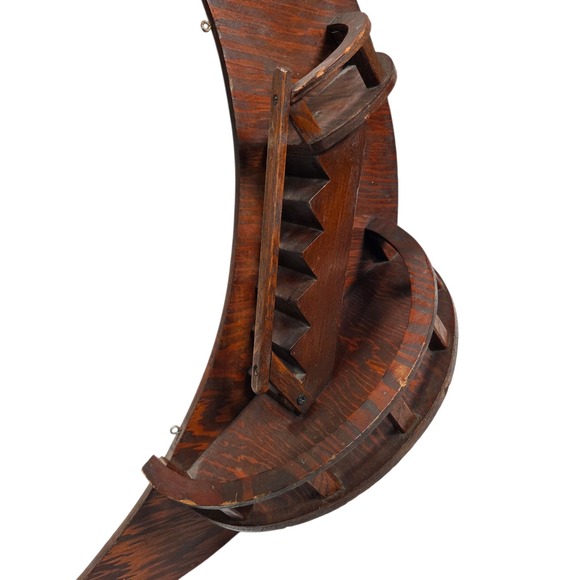 Vintage MCM Hand Made Crescent Moon Stair Step Wood Wall Shelf Celestial Decor - Picture 3 of 12